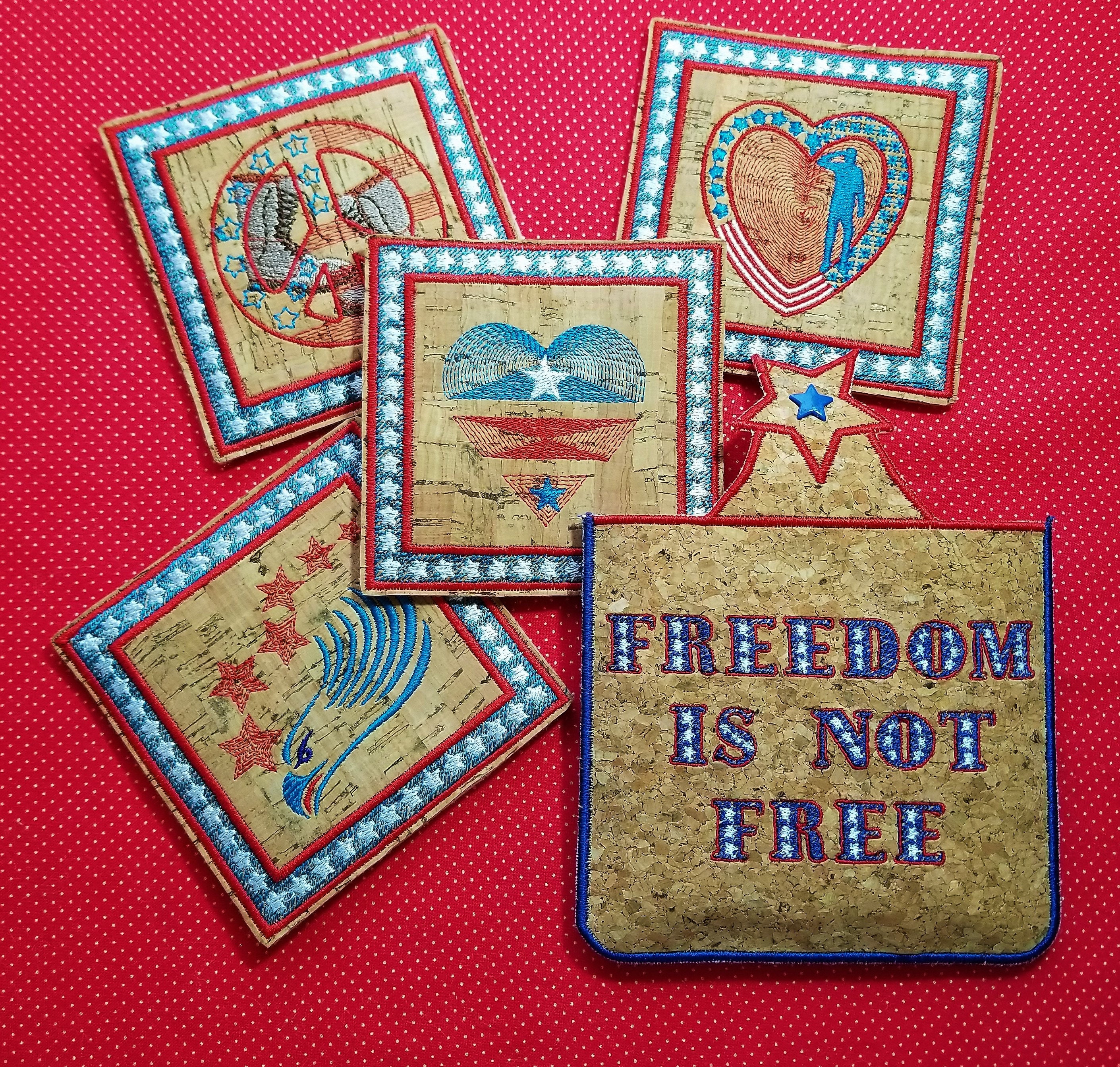 Patriotic Coaster Bundle Embroidery Design Snap Tab Closure Etsy
