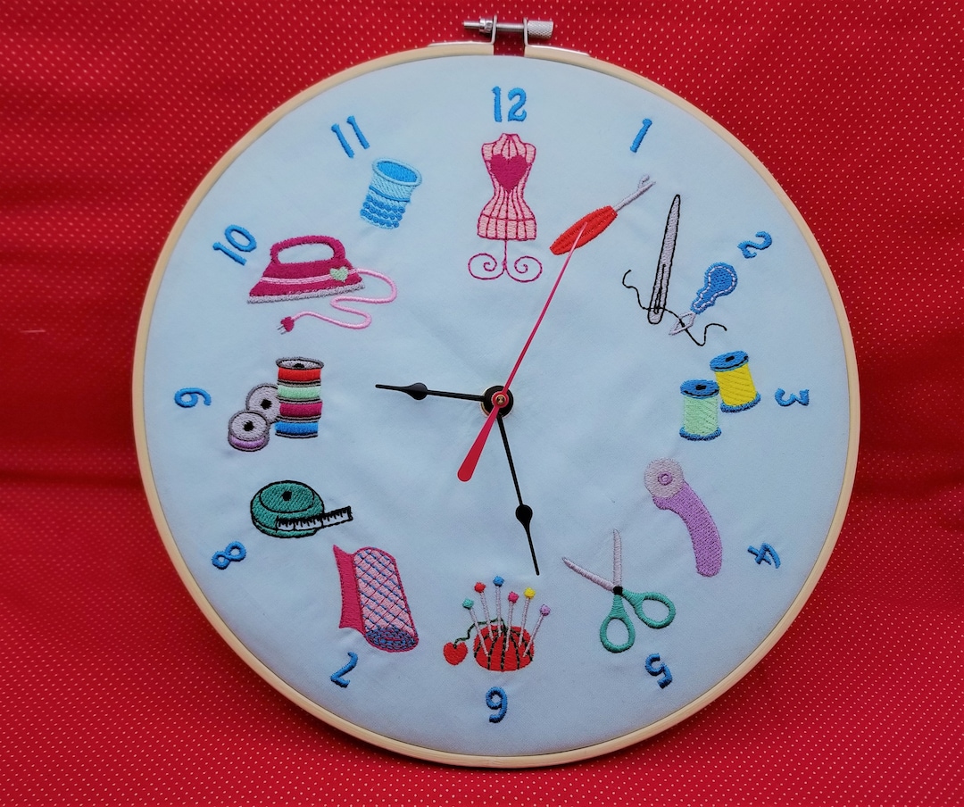 Sewing Notions 8x8 Clock Face 8 Inch Embroidery Design. 8