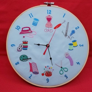 Sewing Notions 8x8 clock face 8 inch embroidery design.  8&quot; clock 1 hooping.