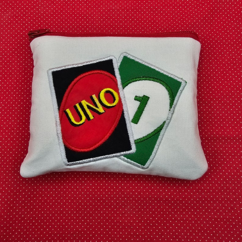 UNO zip bag with UNO charm embroidery designs. 5x6 top zip bag image 3