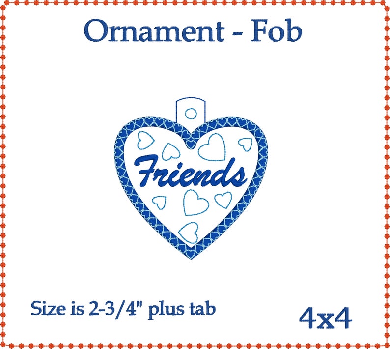 Download Friends heart fob ornament ITH embroidery design. best | Etsy
