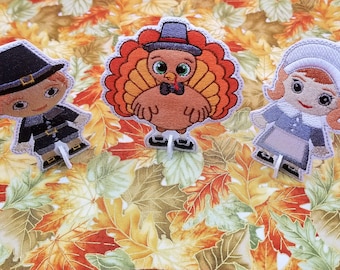 Pilgrim girl Patchie little people embroidery design ITH -  2 sizes - 4x4 and 5x5 -