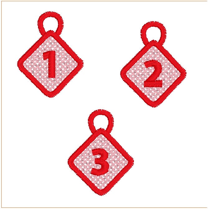 FSL Number Charms Embroidery Designs. Tiny Free Standing Lace | Etsy