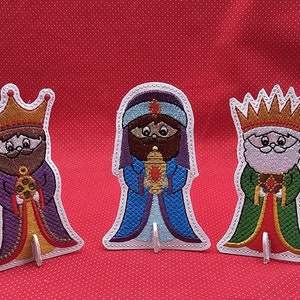 Nativity 3 Kings Patchies little people embroidery design ITH -  2 sizes