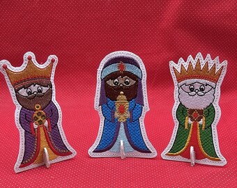 Nativity 3 Kings Patchies little people embroidery design ITH -  2 sizes
