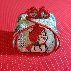 Snowbaby gift box embroidery design for tealights, jewelry, ITH  FSL snowflakes and snow baby