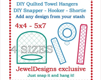 DIY Towel Holders Quilted embroidery design with Snapper-Hooker-Shortie DIY 4x4 and 5x7