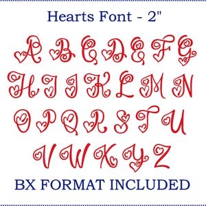 Desenhos de bordados de fonte de corações. Arquivos BX incluídos. 2" -Banner Holly GRATUITO, 2 tamanhos