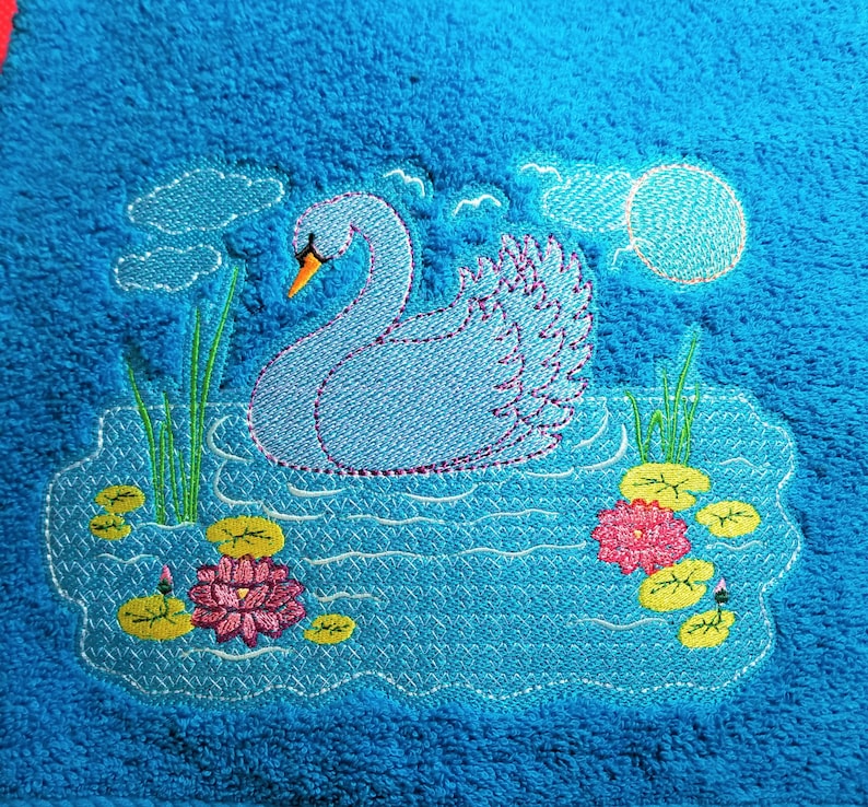 Swan Lake embroidery design 7x9 Pillow quilt tote t-shirt