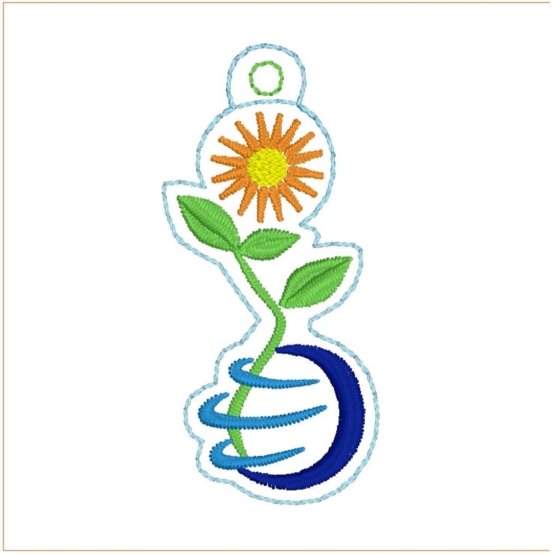 ECO Charm Flower ITH Embroidery Design for Zipper Pulls