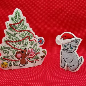 Tree with mouse and Grumpy cat Bundle Patchies embroidery designs.  5x7 hooping  little people - collect them all!
