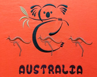 Koala-roo Australia  embroidery design kangaroo and koala with words or without