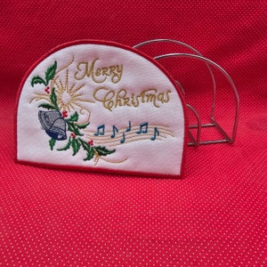 Frohe Weihnachten Serviettenhalter Cover Stickerei Design. 13x18 im Hoop Design