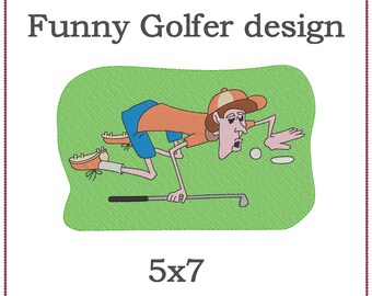 Funny Golfer design embroidery design 5x7
