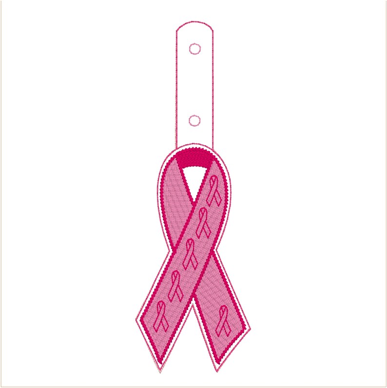 Cancer Awareness Ribbon Fob Embroidery Design With Hope Charm Etsy