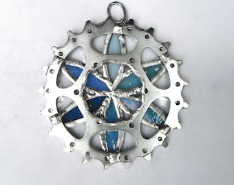 Recycled bike gear suncatcher