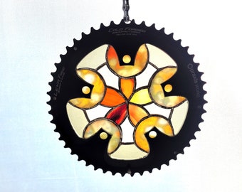 Mandala recycled bike gear suncatcher