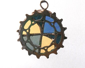 Recycled bike gear suncatcher