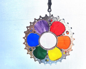 Mandala recycled bike gear suncatcher