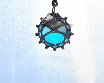 Recycled bike gear suncatcher ornament