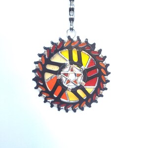 Mandala recycled bike gear suncatcher