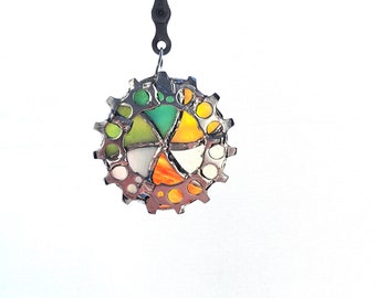 Recycled bike gear suncatcher ornament