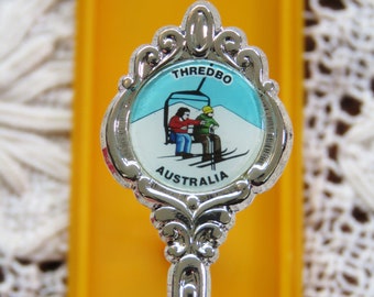 Vintage 70s / 80s Thredbo Snowy Mountains spoon - Silver plated Made in Australia Cresta by Collector's World - skiing snow