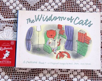 Vintage 1990s The Wisdom of Cats  Postcards book -  28 original images postcards by Running Press