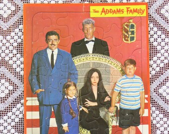 Rare find!  Vintage 1960s Addams Family frame tray puzzle John Sands - television classic Morticia 1965 Filmways TV Production pop culture