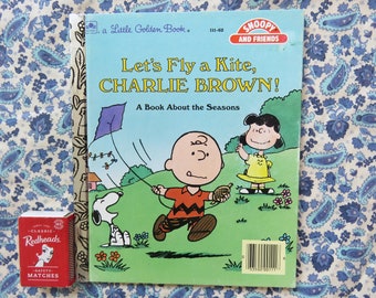 Vintage Let's Fly A Kite Charlie Brown! 1987 Little Golden Book children's book Peanuts gang Snoopy A Book About the Seasons