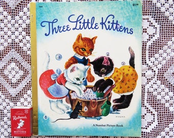 Vintage 1970's Three Little Kittens children's book - A Numbat Picture Book - cutest illustrations by Masha! 1979 cute