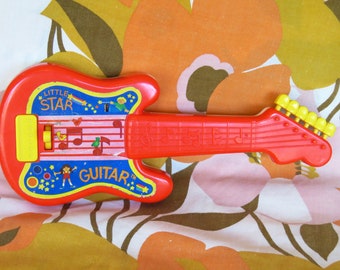 Rare find!  Vintage children’s toy Little Star Guitar by TOMY plays Twinkle Twinkle Little Star musical instrument retro fun