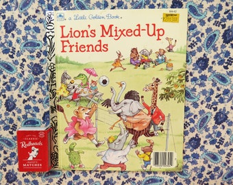 Vintage Lion's Mixed-Up Friends Little Golden Book children's book 1980's friends community helping each other