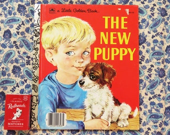 Vintage The New Puppy Little Golden Book children's book 1980's edition of a 1969 classic pet dog friend