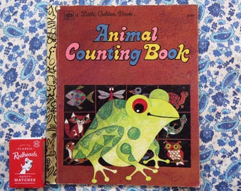 Vintage 1970s Little Golden Book - Animal Counting Book - darling illustrations by Moritz Kennel 1969 children's educational and cute gem