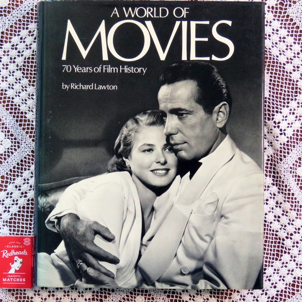 Vintage 1974 A World Of Movies: 70 Years of Film History by Richard Lawton - USA Europe cinema golden age Hollywood 1970s hardback