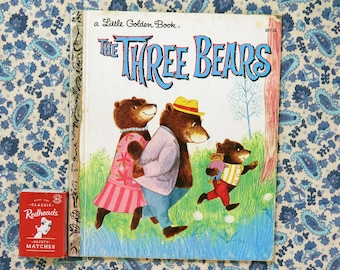 Vintage The Three Bears little Golden Book cute illustrations by June Goldsborough 1960's children's book 1982 reprint Goldilocks fairy tale