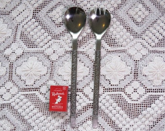 Vintage Grosvenor Manilla salad server set - high quality stainless steel made in Japan abstract botanic design beauties retro 1960s 1970s