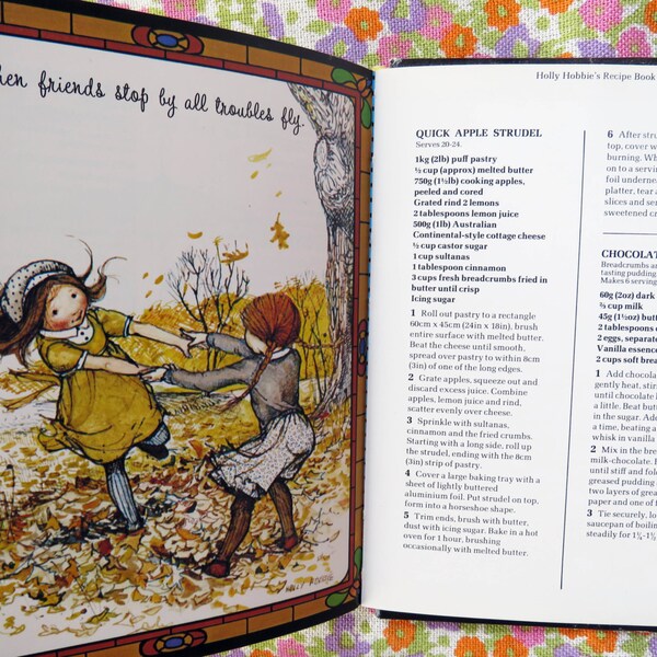 RESERVED FOR SARAH - Vintage 70s Holly Hobbie recipe book - sweet illustrations & 51 recipes - John Sands