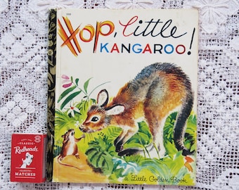 Vintage 1970s Little Golden Book -  Hop Little Kangaroo -  Australian fauna by Patricia Scarry cute illustrations by Feodor Rojankovsky 1972