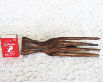 Gorgeous carved vintage wooden hand long fingers