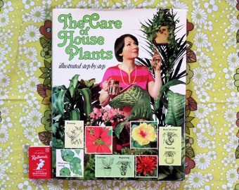 Vintage 1970's The Care of House Plants illustrated step by step - indoor plants vintage book - green thumb inspiration classic reference