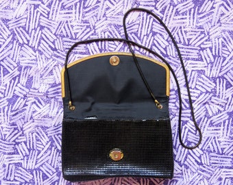 Vintage 1980s Duramesh by Glo International black shoulder evening bag Made in Australia retro glamour Glomesh - sparkly mesh