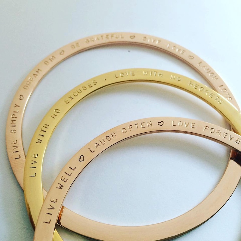 Handstamped Bangle Personalised Bangle Stainless Steel Name Etsy