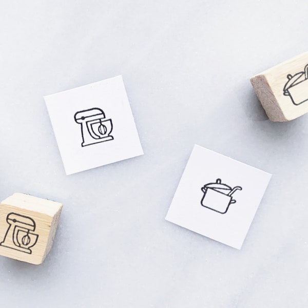 Baking and Cooking Rubber Stamp Set • Cooking Stamp for Planners • Small Stamps for Journals