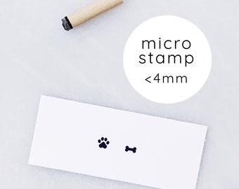 Micro Tiny Paw Print Rubber Stamp Set • Small Dog Paw and Dog Bone Rubber Stamps • Planner Stamps