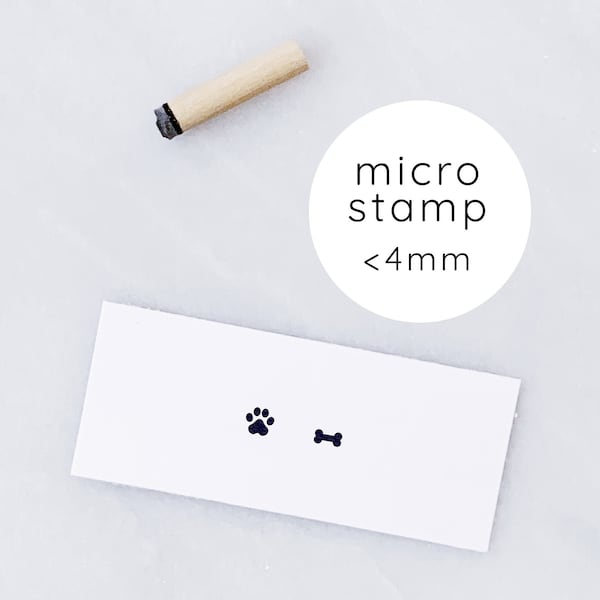 Micro Tiny Paw Print Rubber Stamp Set • Small Dog Paw and Dog Bone Rubber Stamps • Planner Stamps