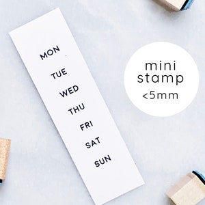 Days of the Week Rubber Stamp Set • Small Weekday Stamps • Stamp for Planners