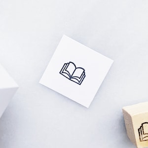 Tampon Étudier • Tampon Livre ouvert • Petit agenda et tampon pour journal