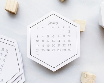 2026 Calendar Stickers • 2026 Month Stickers for Bullet Journals and Planners • Hexagon Sticker